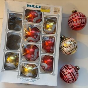 Vintage Red &Gold Glass Ornaments